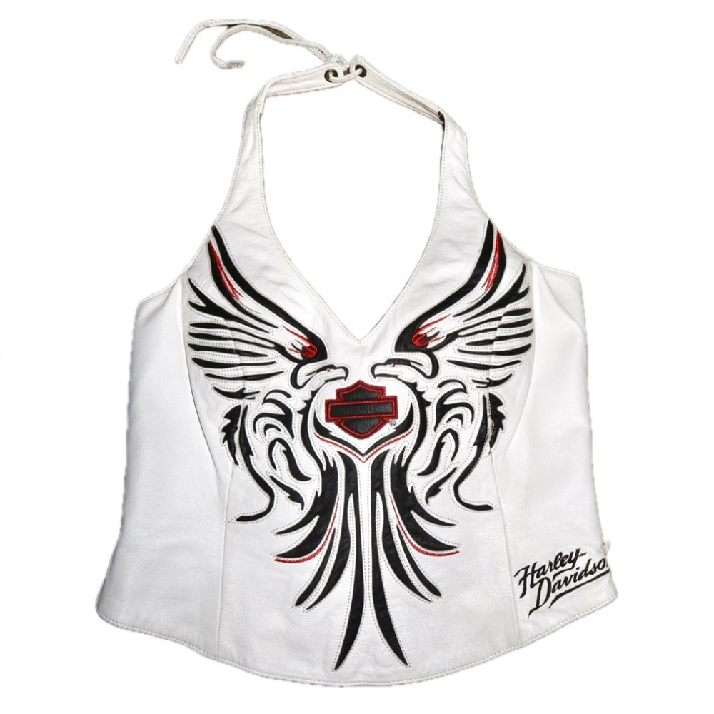 Vintage Harley Davidson leather halter top